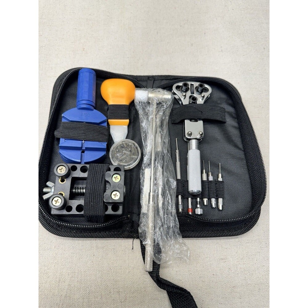 Watch Repair Tool Kit Case Opener Link Remover Spring Bar & Hammer w/Carry Case